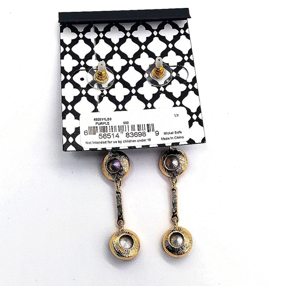 LAUNDRY by Shelli Segal Amethyst Purple Swarovski Drop Dangle Earrings - Picture 3 of 3